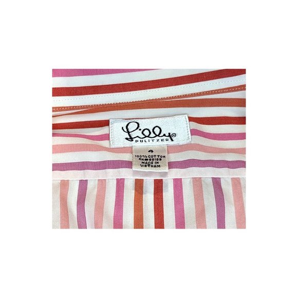 Lilly Pulitzer 100% Cotton Striped Button Front Shirt size 4 - Picture 4 of 5
